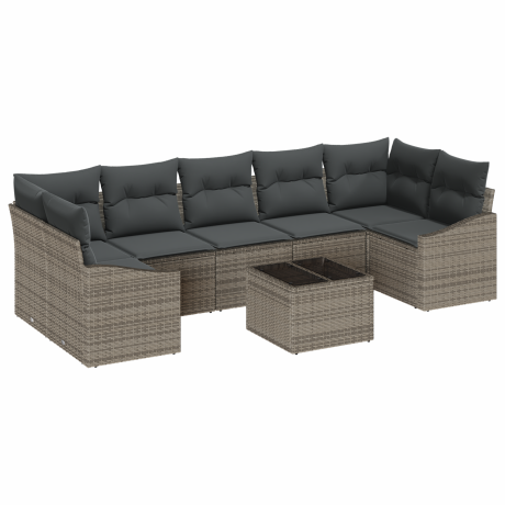 vidaXL Bankstel met kussen Grijs 55 x 55 x 37 cm poly rattan afbeelding2 - 1