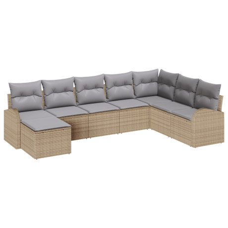 vidaXL 8-delige tuinset met kussens in het beige poly rattan afbeelding2 - 1