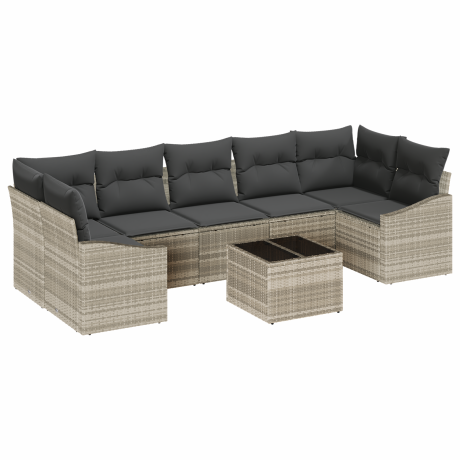 vidaXL Bankstel met kussen Lichtgrijs 55 x 55 x 37 cm poly rattan afbeelding2 - 1