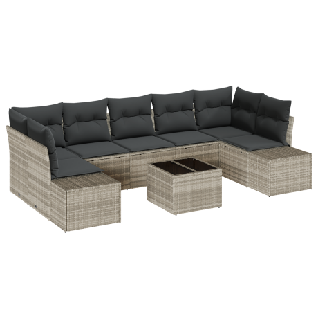 vidaXL Tuin Sofa Set 8 pcs Licht Grijs en Donker Grijs poly rattan afbeelding2 - 1