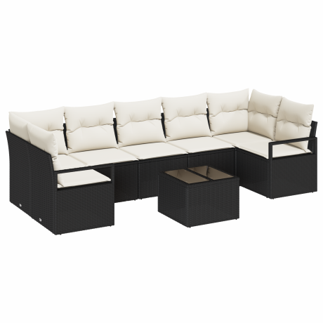 vidaXL Bankstel 8 pcs Zwart en Crème poly rattan afbeelding2 - 1