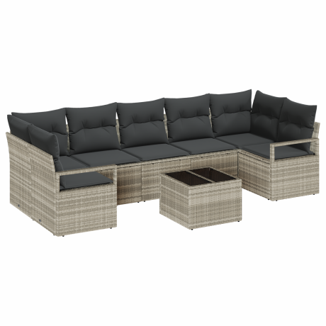 vidaXL Bankstel 8 pcs Licht Grijs en Donker Grijs poly rattan afbeelding2 - 1