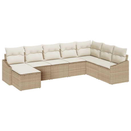 vidaXL Tuin Sofa Set met kussen 8 pcs Beige en Crème poly rattan afbeelding2 - 1
