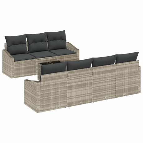 vidaXL Bankstel 8 pcs Licht Grijs en Donker Grijs poly rattan afbeelding2 - 1