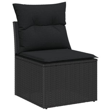 vidaXL 8-delige tuinset met kussens zwart poly rattan acacia afbeelding2 - 1