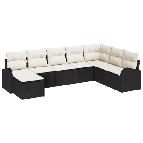 vidaXL Bankstel met kussen met opslag 8 pcs Zwart en Wit poly rattan afbeelding2 - 1