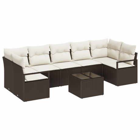 vidaXL Bankstel 8 pcs Bruin en Crème poly rattan afbeelding2 - 1