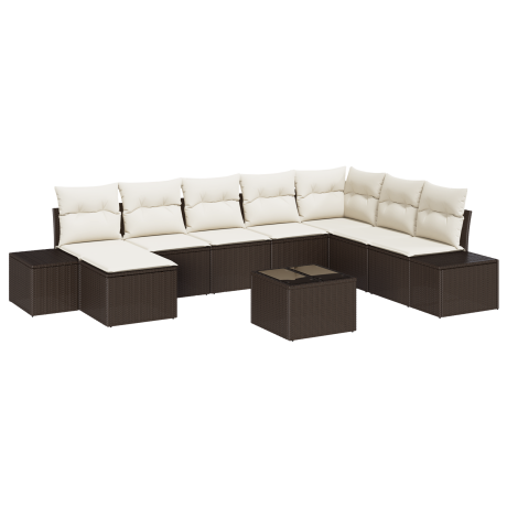 vidaXL 8-delige tuinsofa set met kussens grijs poly rattan afbeelding2 - 1