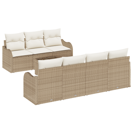 vidaXL 8-delige tuinsofa set met kussens in beige poly rattan afbeelding2 - 1
