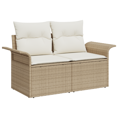 vidaXL 8-delige tuinsofa set met kussens in beige poly rattan afbeelding2 - 1