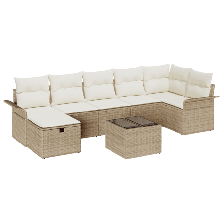 vidaXL Tuin Sofa Set met kussen 8 pcs Beige en Crème poly rattan afbeelding2 - 1