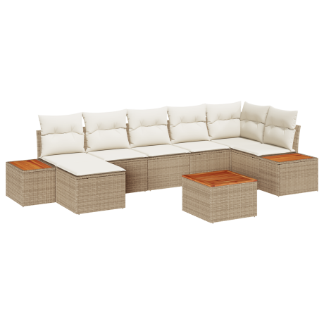 vidaXL Tuin Sofa Set met kussen 8 pcs Beige poly rattan afbeelding2 - 1