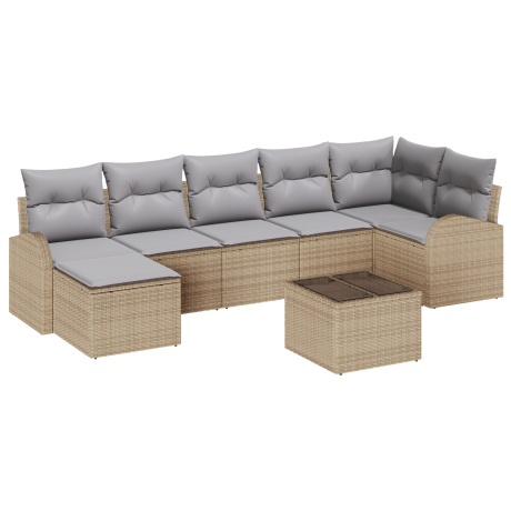vidaXL Tuin Sofa Set met kussen 8 pcs Beige Poly riet afbeelding2 - 1