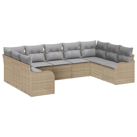 vidaXL Tuin Sofa Set met opslag 9 pcs beige en lichtgrijs poly rattan afbeelding2 - 1