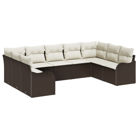 vidaXL Tuin Sofa Set met opslag 9 pcs Bruin en wit poly rattan afbeelding2 - 1