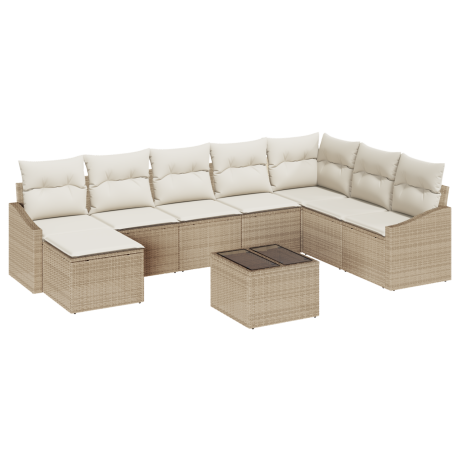 vidaXL Tuin Sofa Set met kussen 8 pcs Beige en Crème poly rattan afbeelding2 - 1