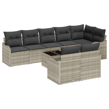 vidaXL Tuin Sofa Set 9 pcs Lichtgrijs poly rattan afbeelding2 - 1