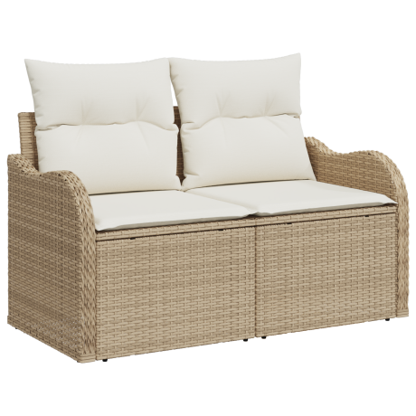 vidaXL 9-delige Tuinset met Kussens in Beige van Poly Rattan afbeelding2 - 1