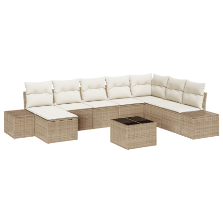 vidaXL Tuin Sofa Set met kussen 8 pcs Beige en Crème poly rattan afbeelding2 - 1