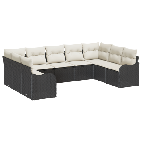 vidaXL Tuin Sofa Set met opslag 9 pcs Zwart en wit poly rattan afbeelding2 - 1