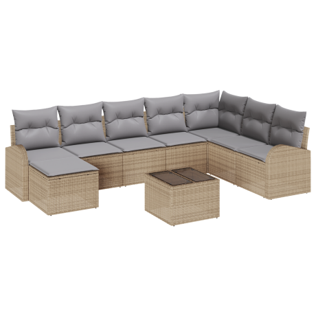 vidaXL 9-delige tuinset met kussens zwart poly rattan afbeelding2 - 1