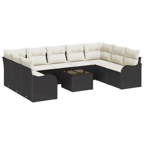 vidaXL Tuin Sofa Set met kussen 10 pcs Zwart en wit Poly riet afbeelding2 - 1