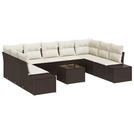 vidaXL 9-delige tuinsofa set met kussens grijs poly rattan afbeelding2 - 1