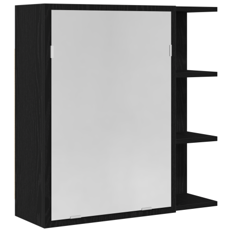 vidaXL Badkamer Spiegelkast Zwart Eiken 62,5x20,5x64cm Gelaagd Hout afbeelding2 - 1