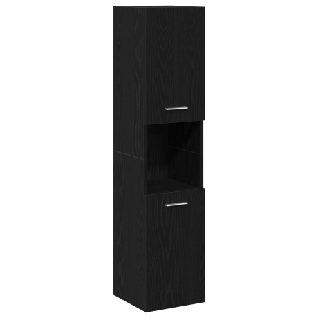 vidaXL Badkamer Wandkast Zwart Eiken 30x30x130 cm Houtmateriaal afbeelding2 - 1
