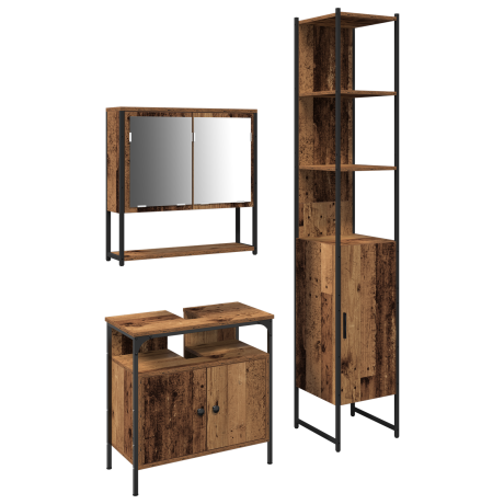 vidaXL Badkamer Waskast met Ingebouwde Wastafel Oud Hout Engineered Wood afbeelding2 - 1