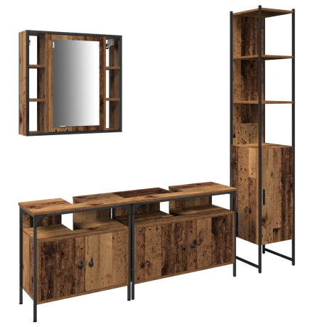 vidaXL Badkamer Waskast met Ingebouwde Wastafel Oud Hout Geengineerd Hout afbeelding2 - 1