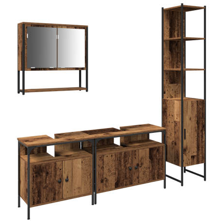 vidaXL Badkamermeubelset met plank 4 pcs Oud Hout Bewerkt hout afbeelding2 - 1