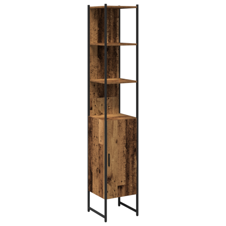 vidaXL Badkamerkast met plank Oud hout 33 x 33 x 185,5 cm Bewerkt hout afbeelding2 - 1