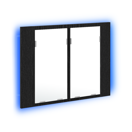 vidaXL Badkamerkast spiegel LED 60x12x45 cm bewerkt hout zwart eiken afbeelding2 - 1