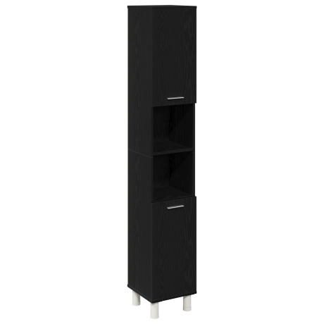 vidaXL Badkamerkast Zwart Eiken 30x30x179 cm Geengineerd Hout afbeelding2 - 1