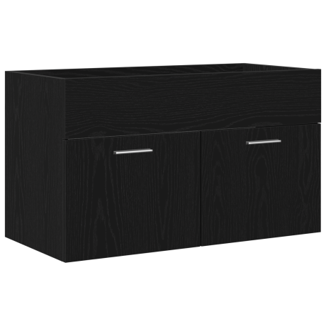 vidaXL Badkamerkasten in Zwart Eiken 80x38,5x46 cm Van Gefabriceerd Hout afbeelding2 - 1