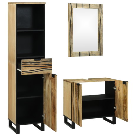 vidaXL Badkamermeubelset met lade met plank 3 pcs Bruin Bewerkt hout afbeelding2 - 1