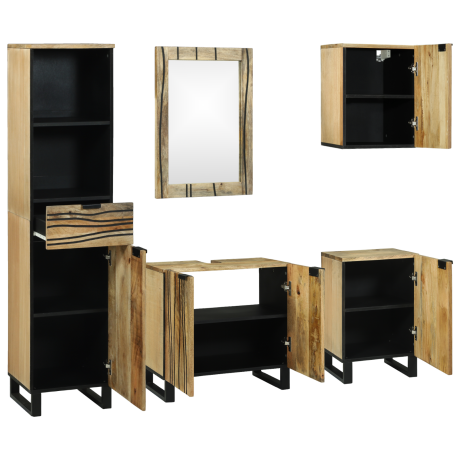 vidaXL Badkamermeubelset met lade met plank 5 pcs Bruin Bewerkt hout afbeelding2 - 1
