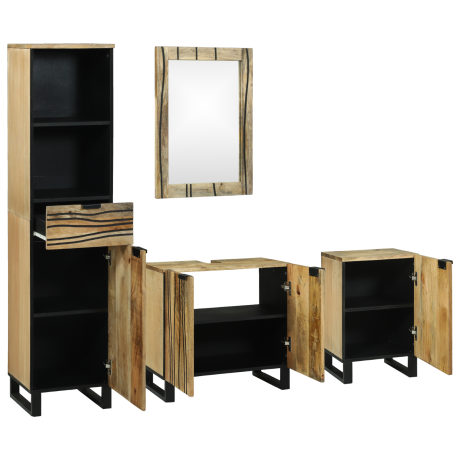 vidaXL Badkamermeubelset met lade met plank 4 pcs Bruin Bewerkt hout afbeelding2 - 1