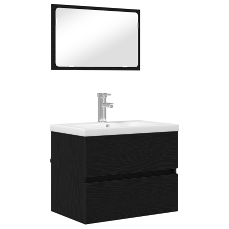 vidaXL Badkamermeubelset met opslag met spiegel 3 pcs artisanaal eikenkleurig afbeelding2 - 1