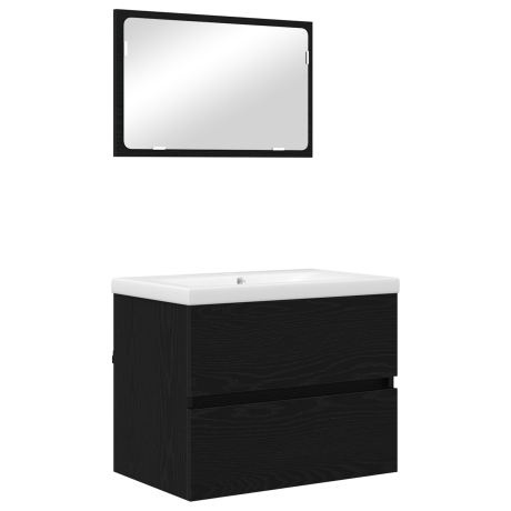 vidaXL Badkamermeubelset met opslag met spiegel 3 pcs artisanaal eikenkleurig afbeelding2 - 1