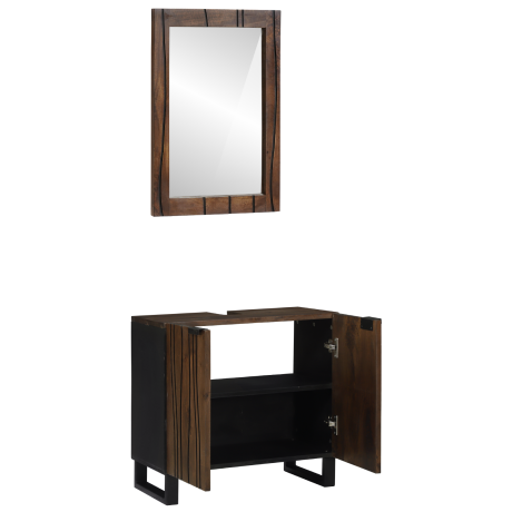 vidaXL Badkamermeubelset met plank 2 pcs Walnoot Bruin Bewerkt hout afbeelding2 - 1