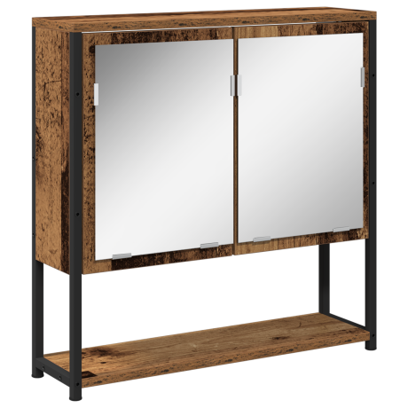 vidaXL Spiegelkast met plank Oudhout 60 x 16 x 60 cm Bewerkt hout afbeelding2 - 1