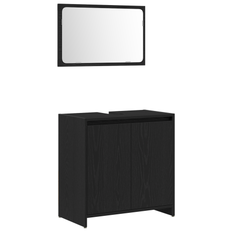 vidaXL Badmeubel met Spiegel Zwart Eiken 60x33x61cm Gefabriceerd Hout afbeelding2 - 1