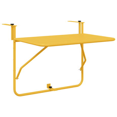 vidaXL Balkontafel hangend inklapbaar 60x40 cm staal mosterdgeel afbeelding2 - 1