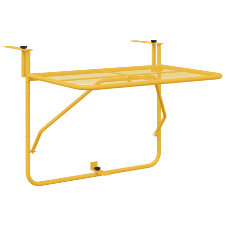 vidaXL Balkontafel hangend inklapbaar 60x40 cm staal mosterdgeel afbeelding2 - 1