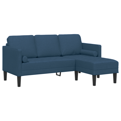 vidaXL Bank 3-zits L-vormig 160 cm stof blauw afbeelding2 - 1