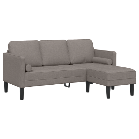 vidaXL Bank 3-zits L-vormig 160 cm stof taupe afbeelding2 - 1