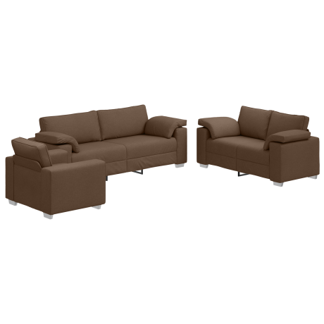 vidaXL Bank 3 pcs Bruin 219 x 80 x 82 cm Linnen-mix stof afbeelding2 - 1