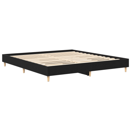 vidaXL Bedframe Zwart Eiken 203 x 183 x 25 cm Bewerkt hout afbeelding2 - 1